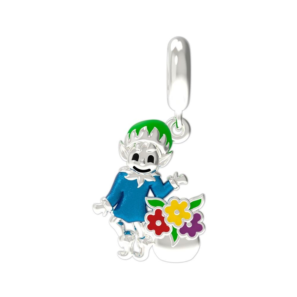 Berloque de Prata Duende do Signo de Leão Link com Resina Prata 1