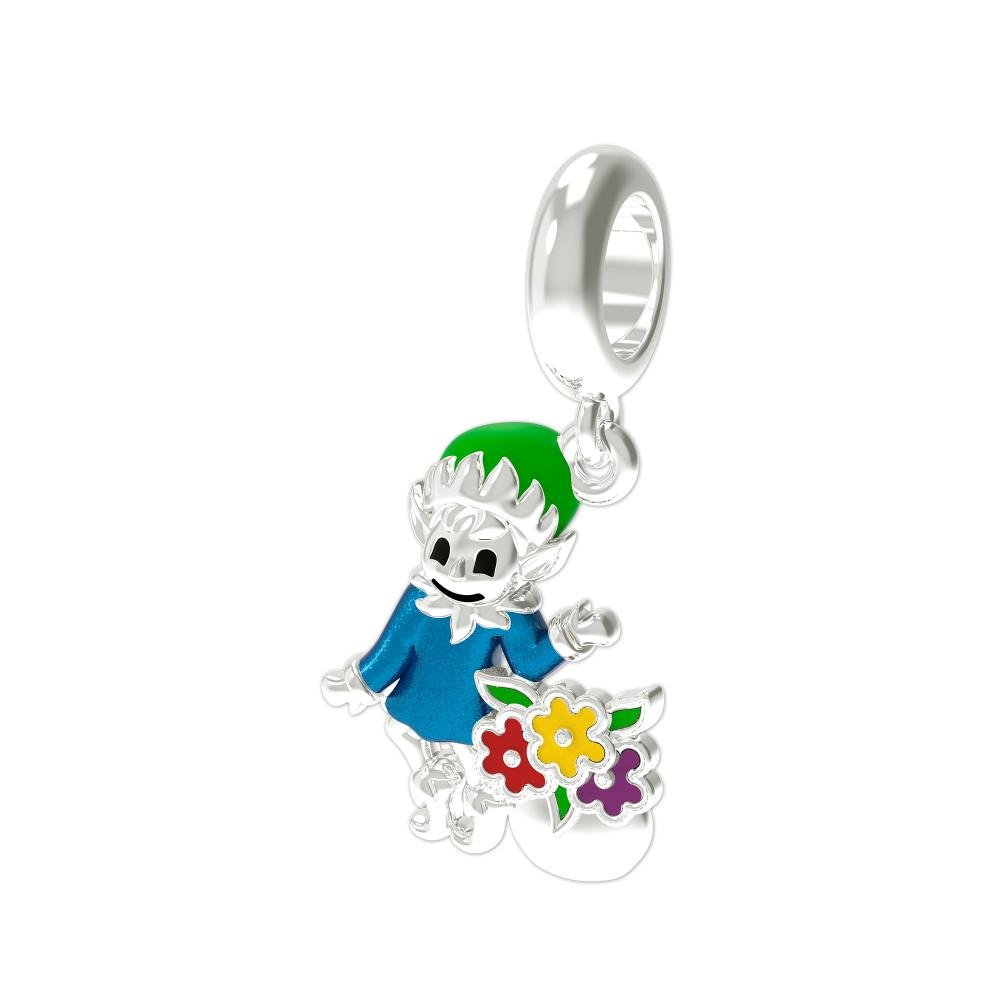 Berloque de Prata Duende do Signo de Leão Link com Resina Prata 3