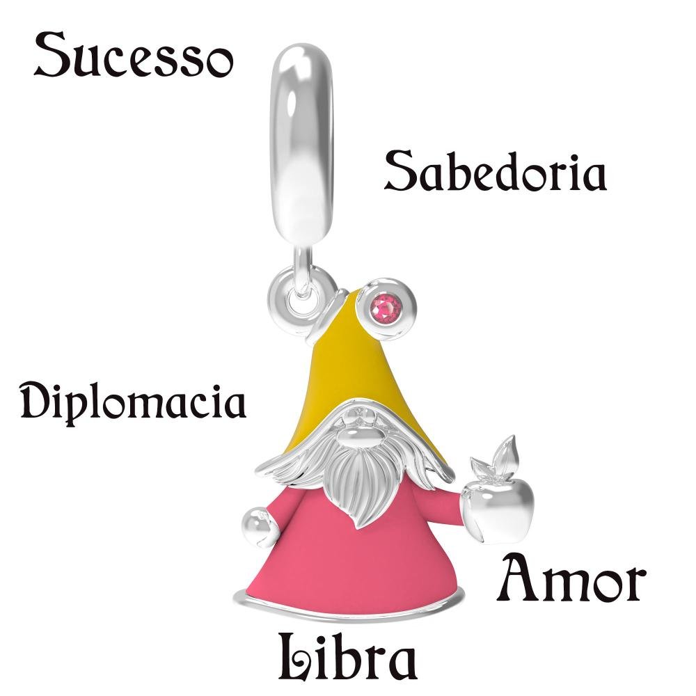 Berloque de Prata Gnomo do Signo de Libra Link com Resina Prata 5