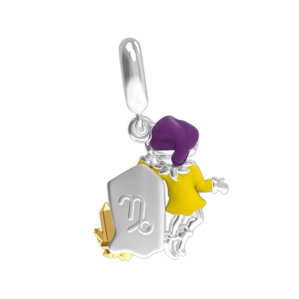 Berloque de Prata Duende Signo de Capricórnio Link com Resina Prata 3