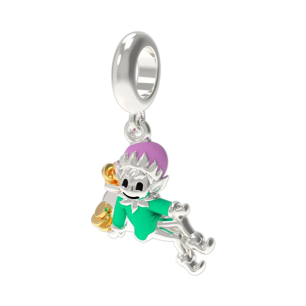 Berloque de Prata Duende Signo de Aquário Link com Resina Prata 3