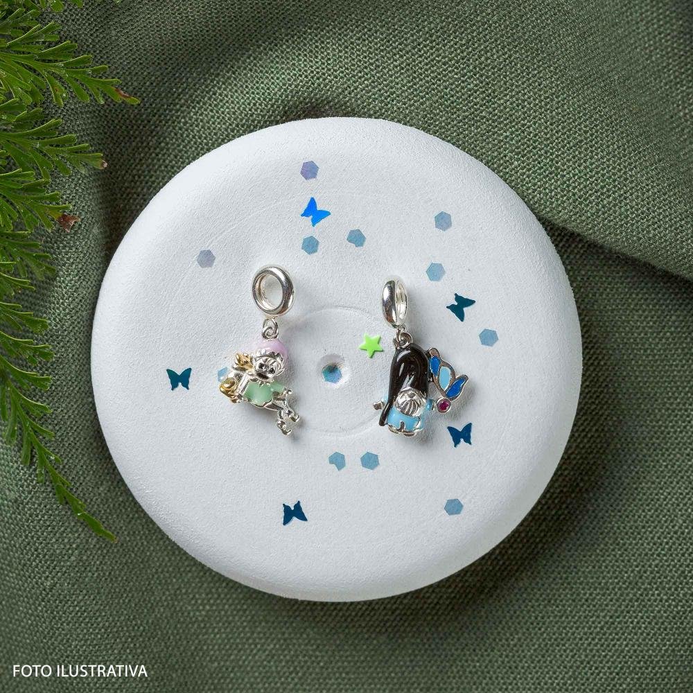 Berloque de Prata Duende Signo de Aquário Link com Resina Prata 5