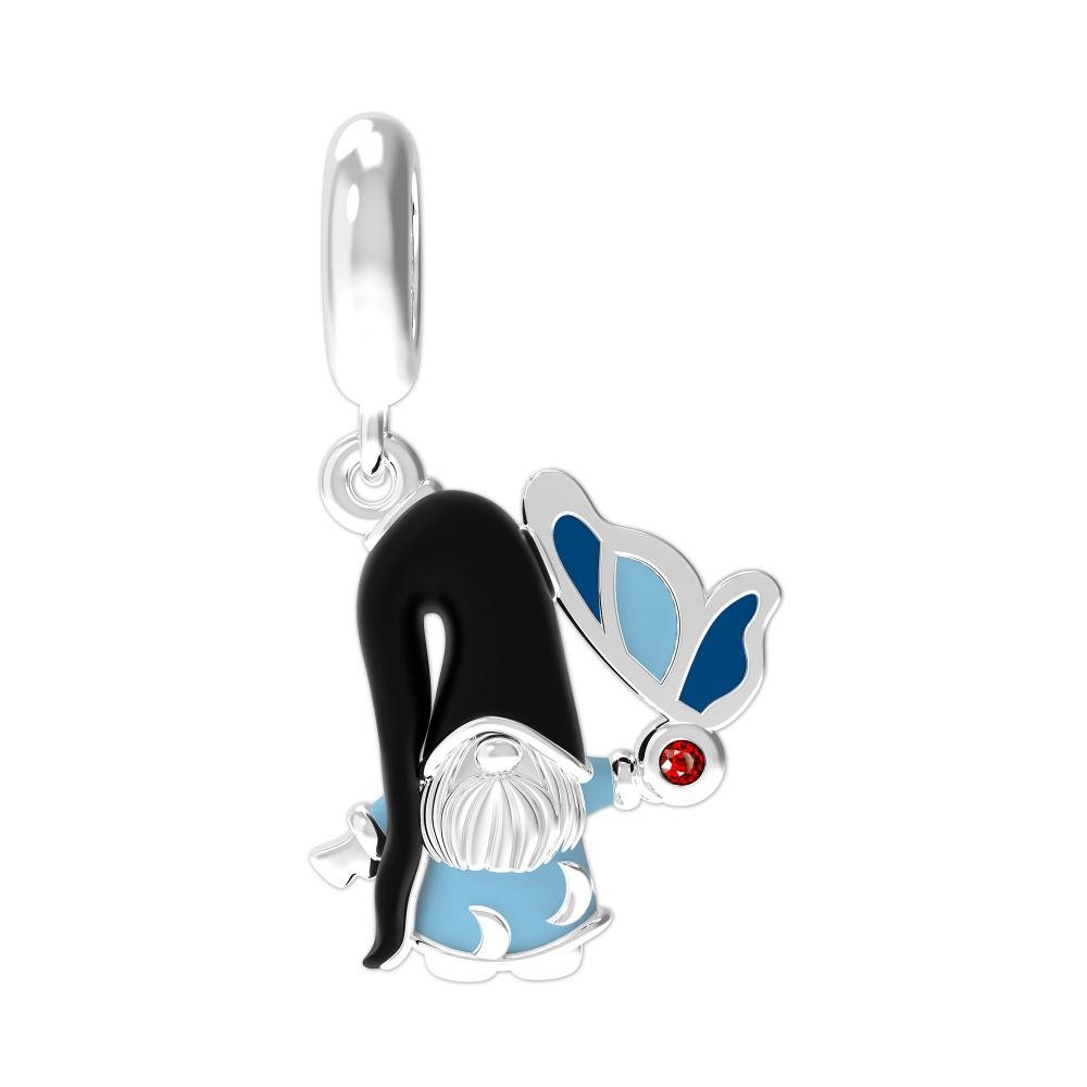 Berloque de Prata Gnomo do Signo de Aquário com Resina Prata 1