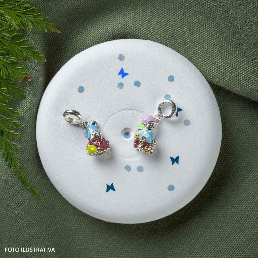 Berloque de Prata Gnomo do Signo de Escorpião Link com  Resina Prata 4