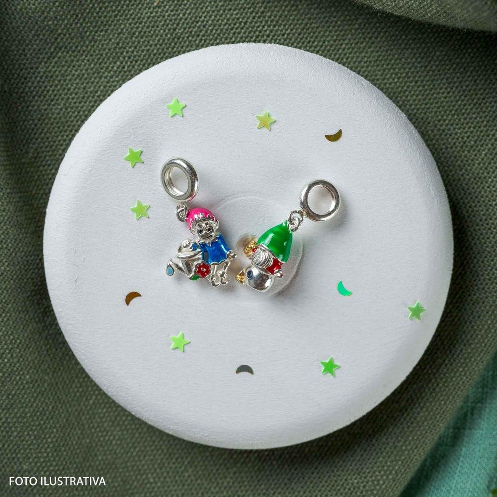 Berloque de Prata Gnomo do Signo de Sagitário Link com Resina Prata 4