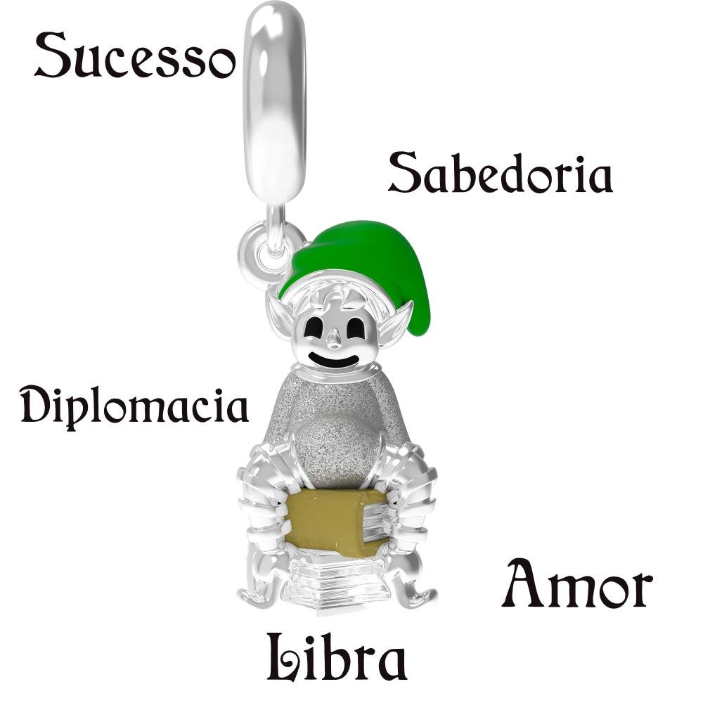 Berloque de Prata Duende do Signo de Libra Link com Resina Prata 8