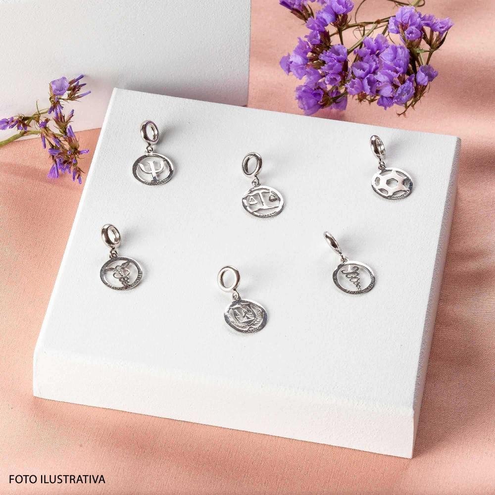 Berloque de Prata Pingente da Profissão Fisioterapia Prata 3