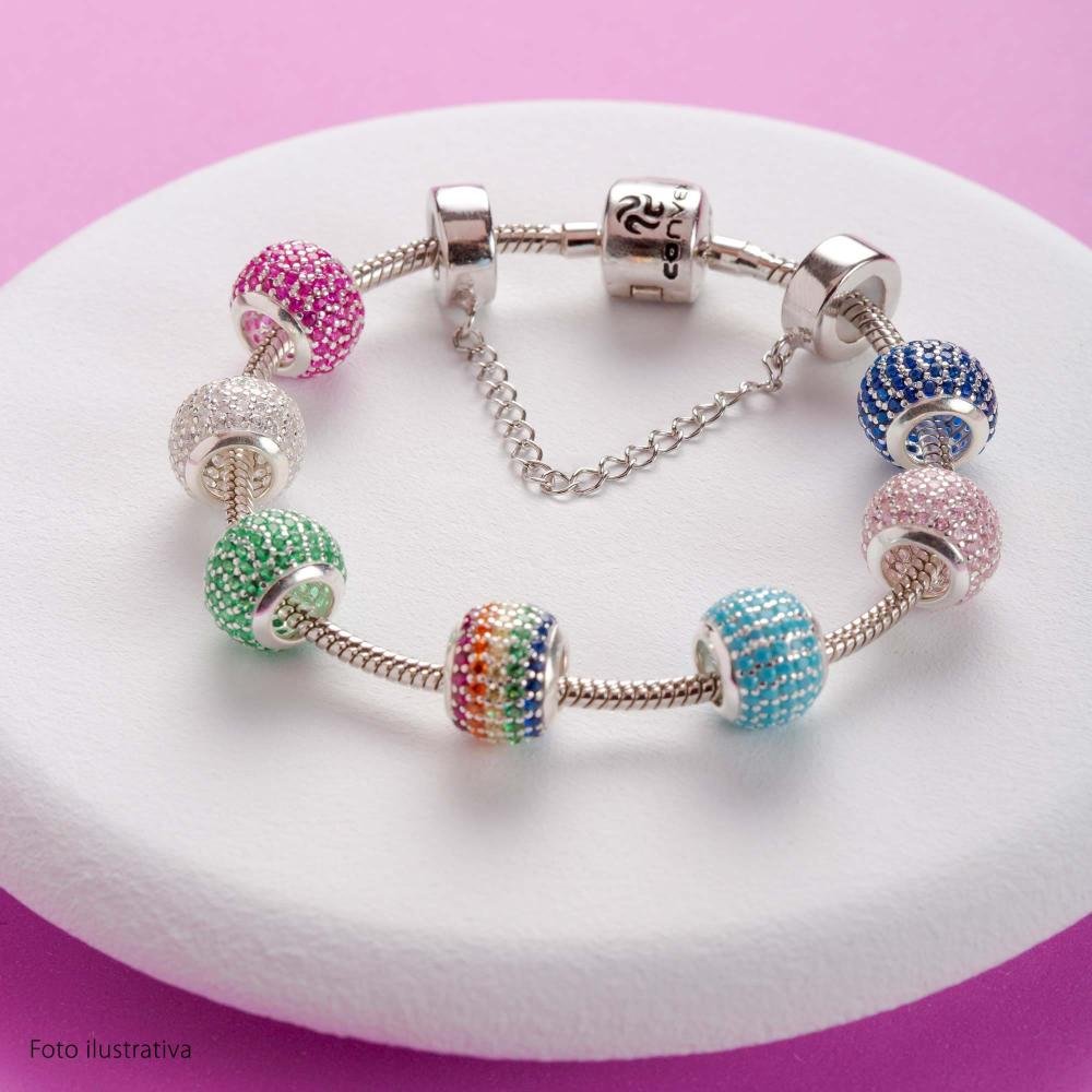 Berloque de Prata Separador Pink com Zircônias Prata 2