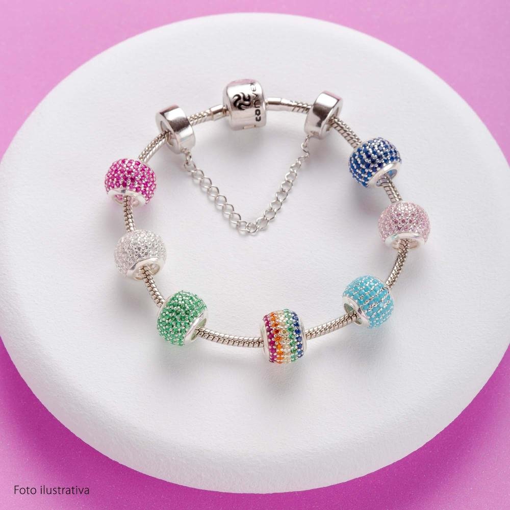 Berloque de Prata Separador Pink com Zircônias Prata 3