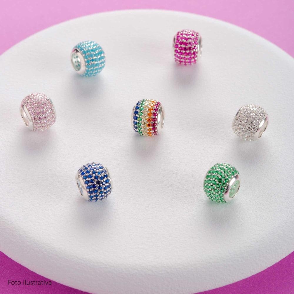 Berloque de Prata Separador Pink com Zircônias Prata 4