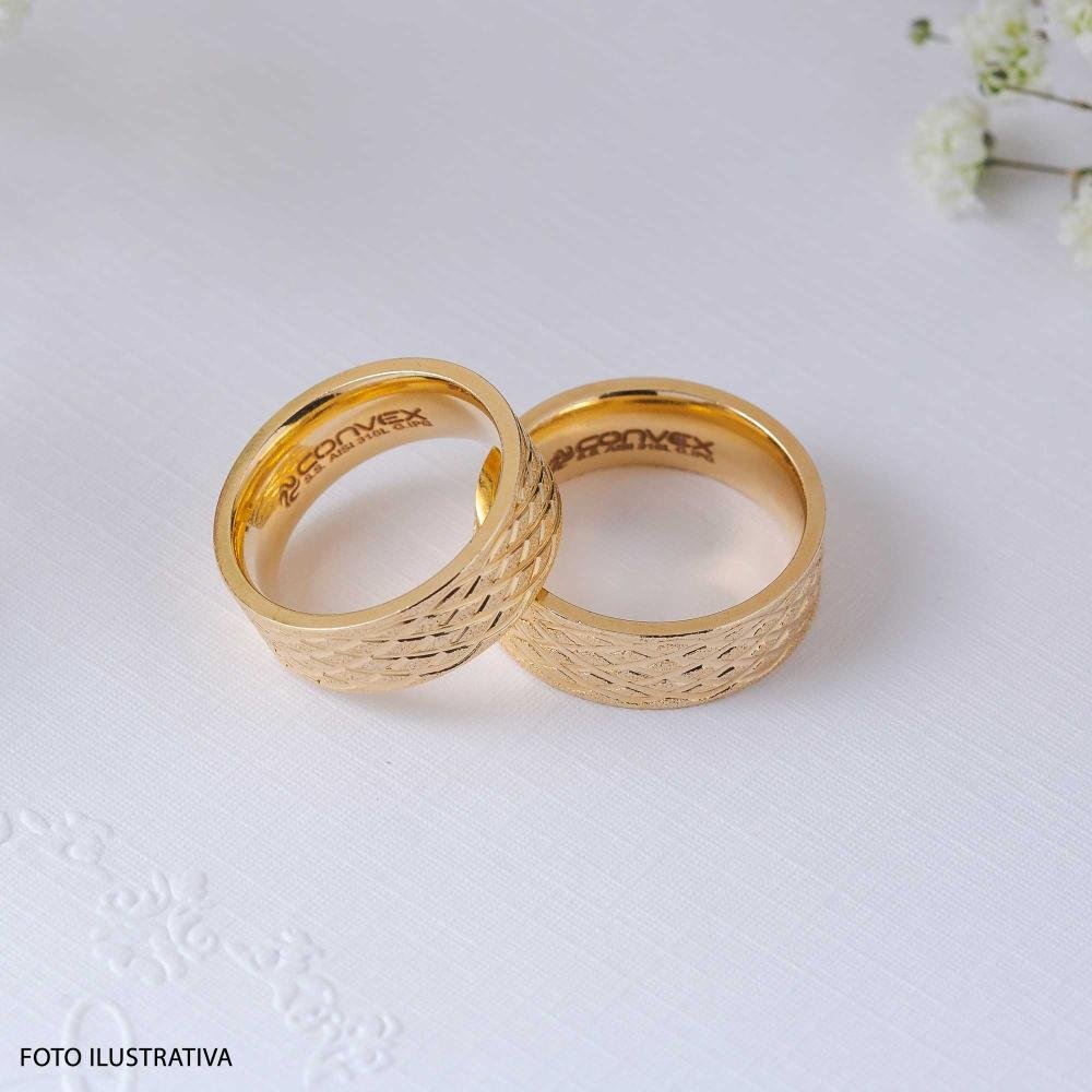 Aliança de Namoro Diamond 21 7.50mm Gold IPG Dourado 5