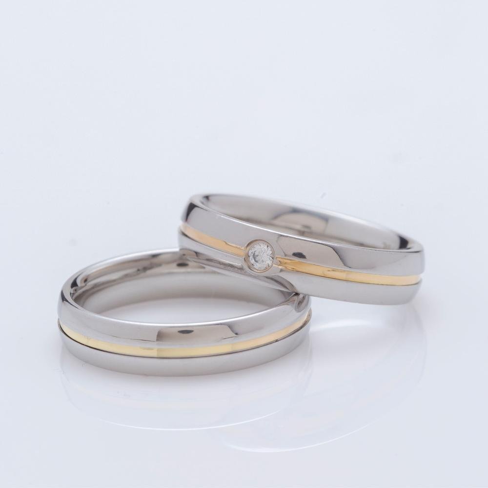 Aliança Aço Milão 5mm com Filete Central Gold IPG Prata 2