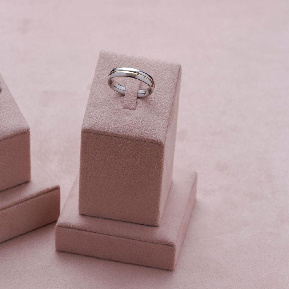 Aliança Aço Milão 5mm com Filete Central Gold IPG Prata 3