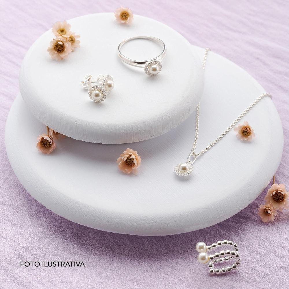 Anel de Prata Coleção Brisa com Pérola e Zircônias Brancas Prata 2