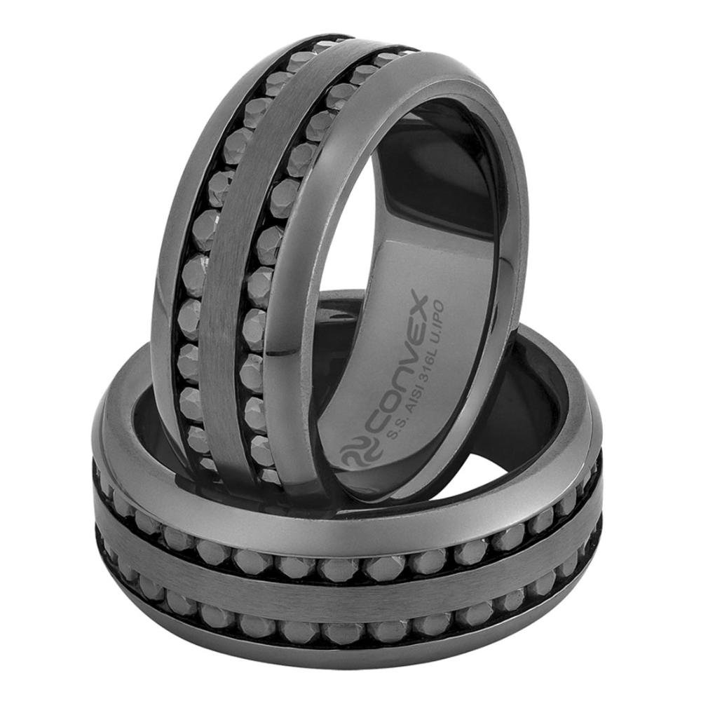 Anel de Aço Troya Dupla 8mm U.IPO Cinza 2