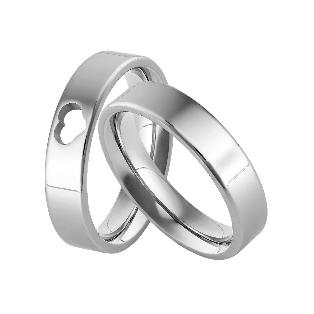 Par de Alianças Cuore e Passione 5mm e Brinco 4mm Prata 2