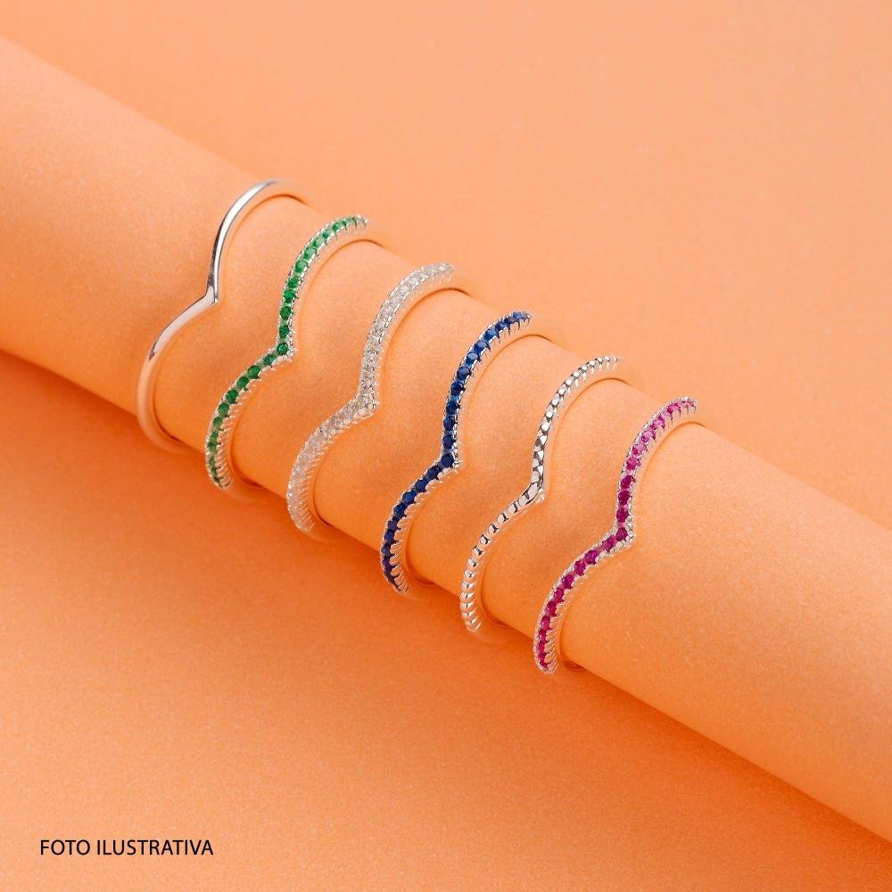 Anel de Prata Lari com Zircônias Pink Prata 2