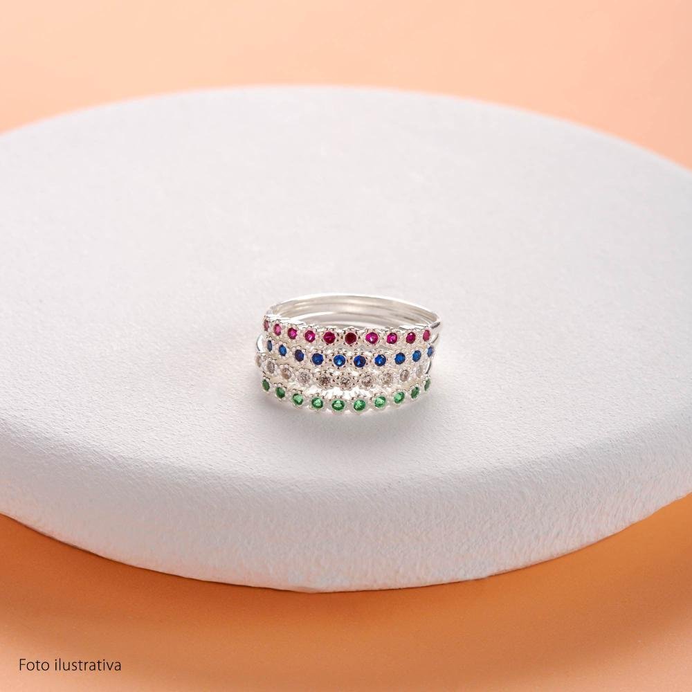 Anel de Prata Daisy com Zircônias Brancas Prata 2