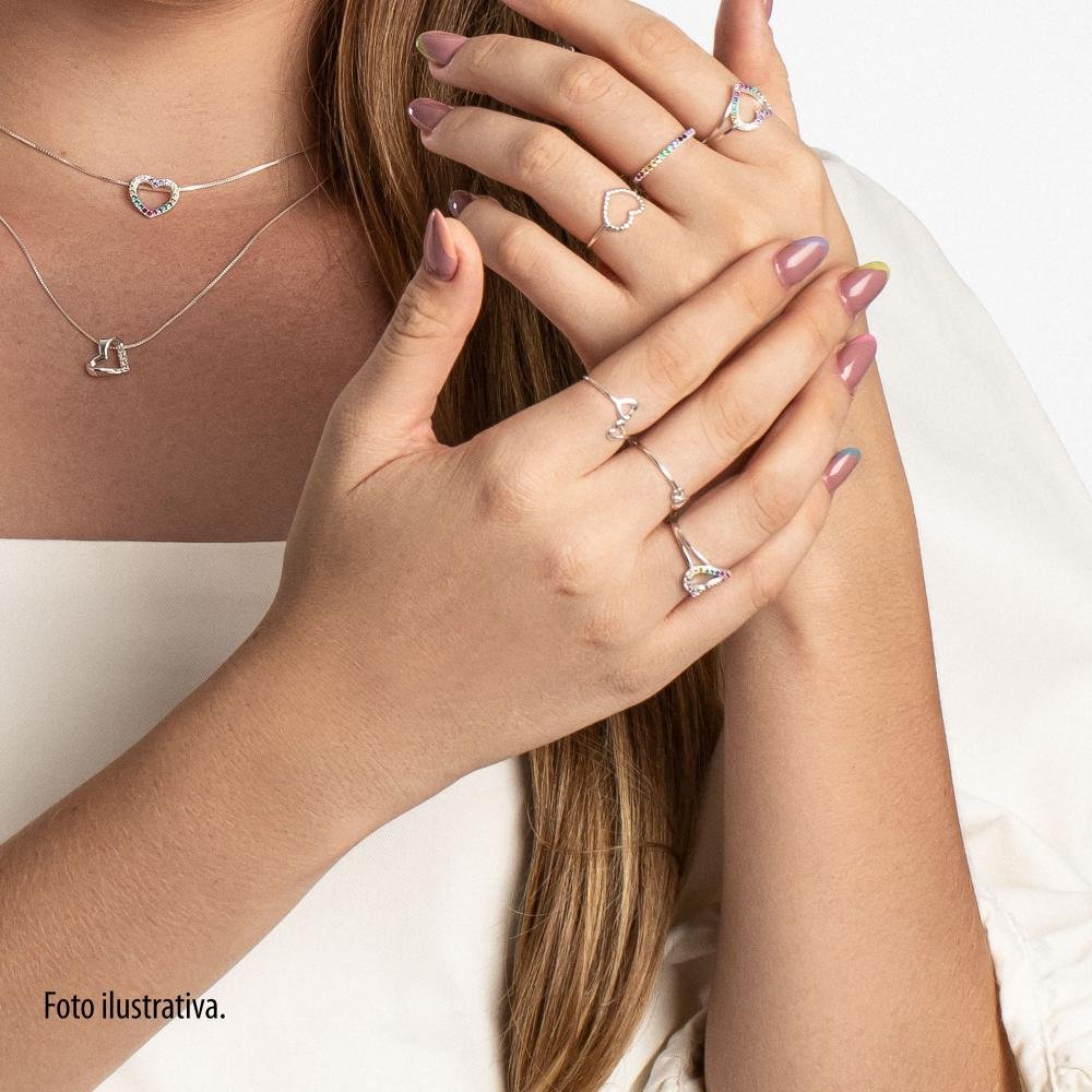 Anel de Prata Rainbow com Zircônias Colors Prata 2