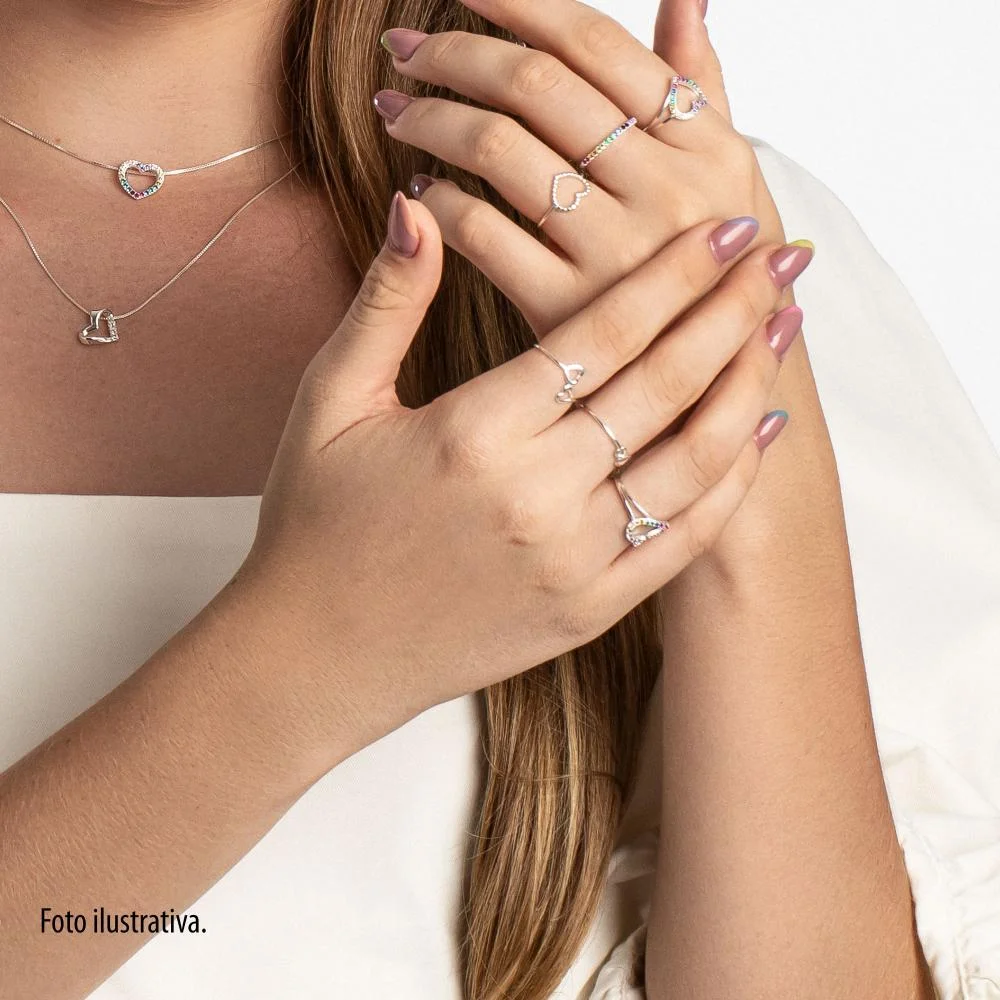 Anel de Prata Rainbow com Zircônias Colors Prata 2