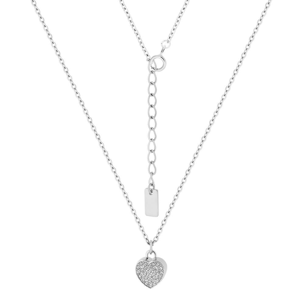 Colar de Aço Love com Zircônias 42cm Prata 1