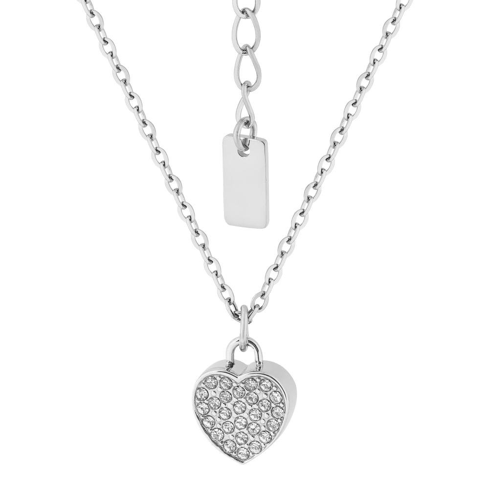 Colar de Aço Love com Zircônias 42cm Prata 3