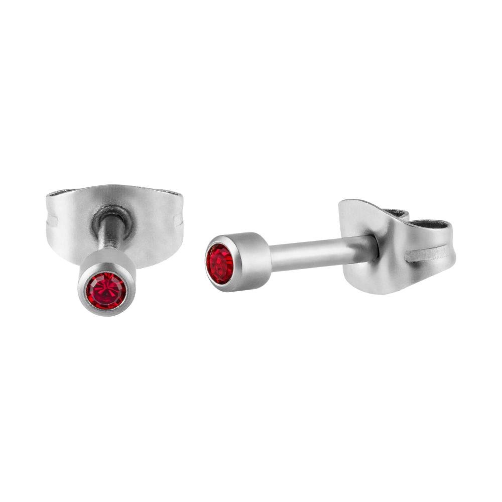 Brinco Baby Ponto de Luz Aço com Zircônia Vermelha 2.8mm. Prata 1