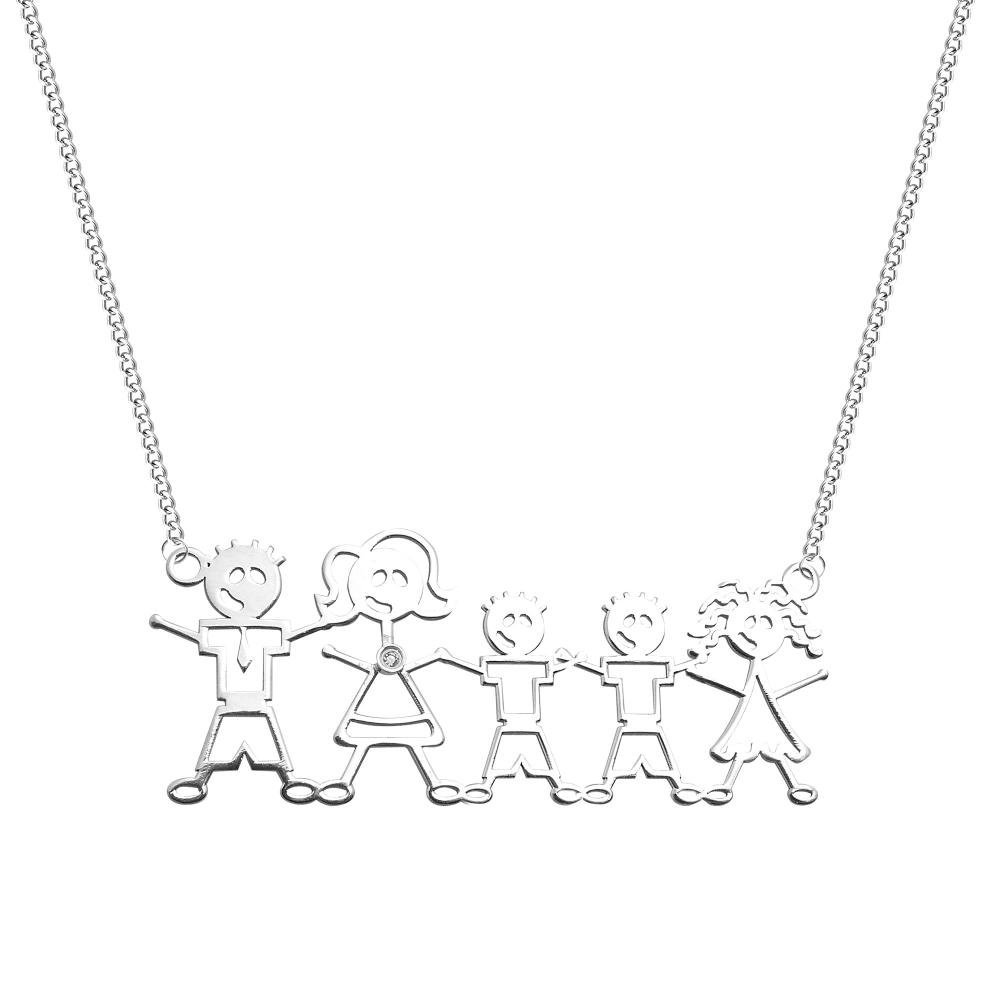 Colar Aço com Família Feliz (1 a 10 membros) 45cm