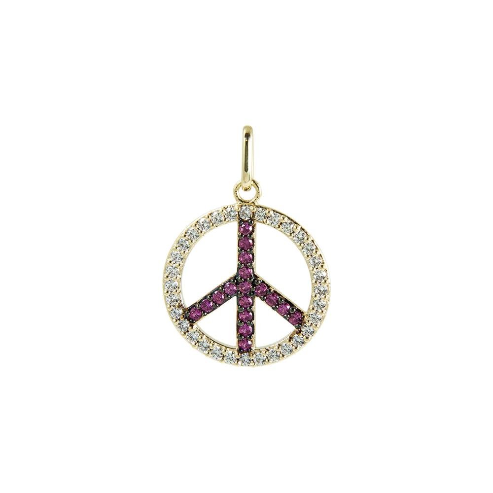 Colar Prata c/ Ouro 18K e Ródio Negro Paz Amor com Zircônias Dourado 2