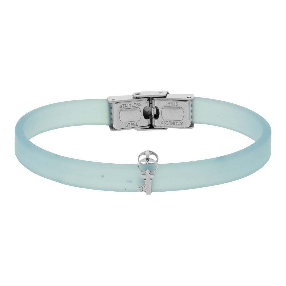 Pulseira de Aço New Style Key Caucciu Azul Celeste 7.5mm 21cm Prata 1