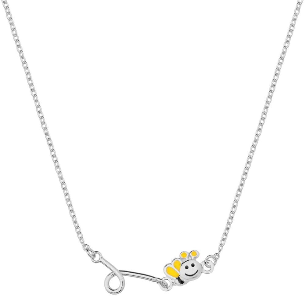 Colar Prata Abelhinha com Resina 37cm Prata 1