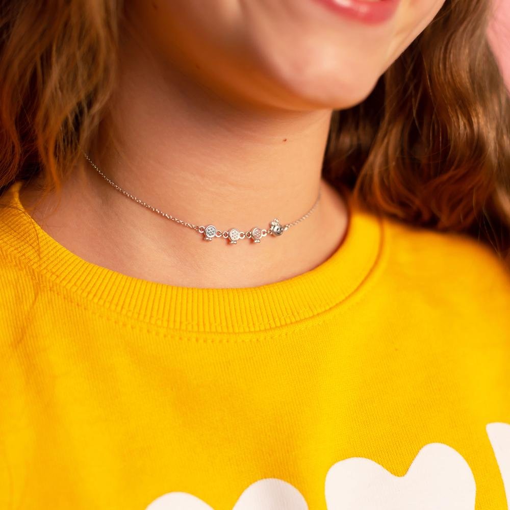 Colar Prata Centopeia com Resina 8.50x30mm 37cm Prata 2