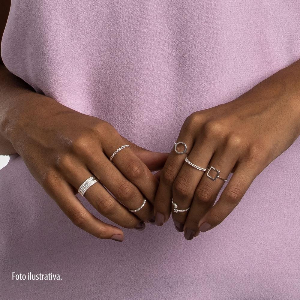 Anel de Prata Quadrado Prata 4