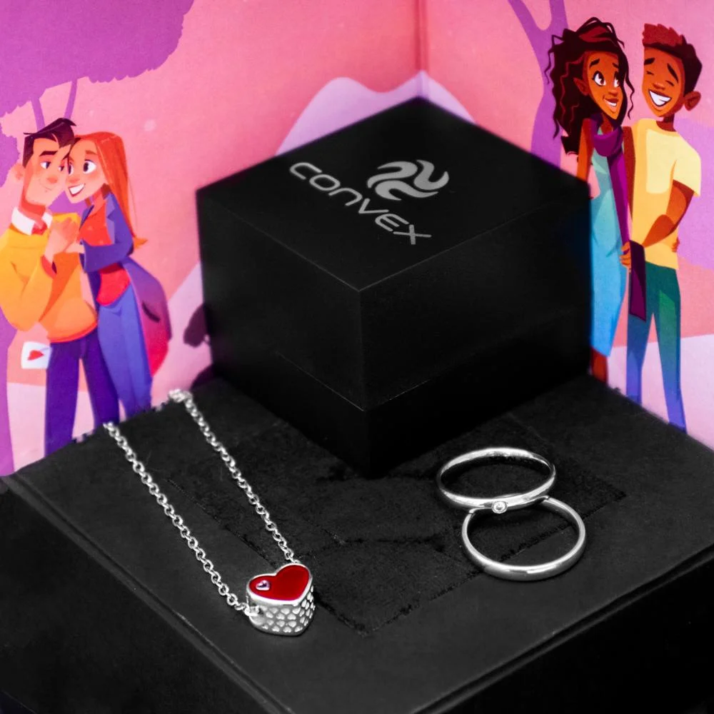 Par De Aliança Prata 3mm De Namoro + COLAR  red Heart Prata 2