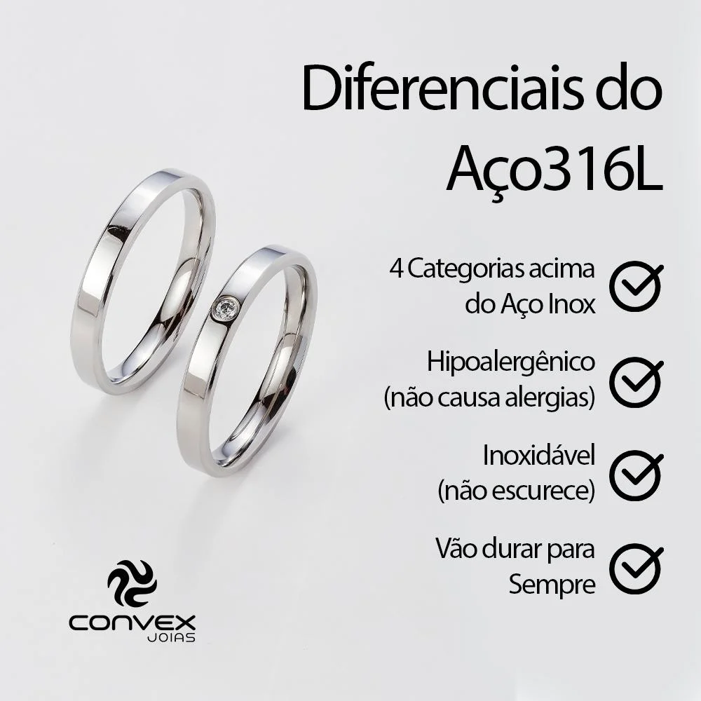 Par De Aliança Prata 3mm De Namoro + COLAR  red Heart Prata 5