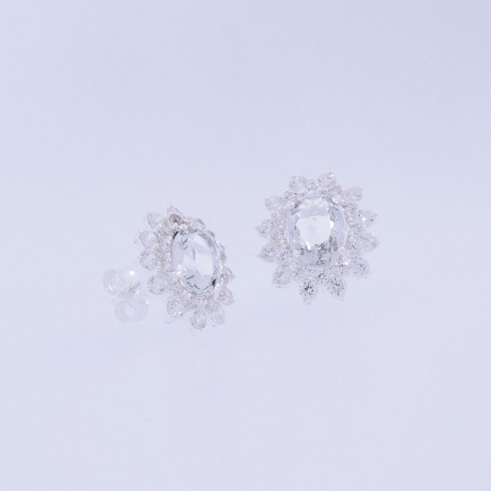 Brinco de Prata Coleção Queens Cristal 6x8 e Zircônias Bran Prata 1