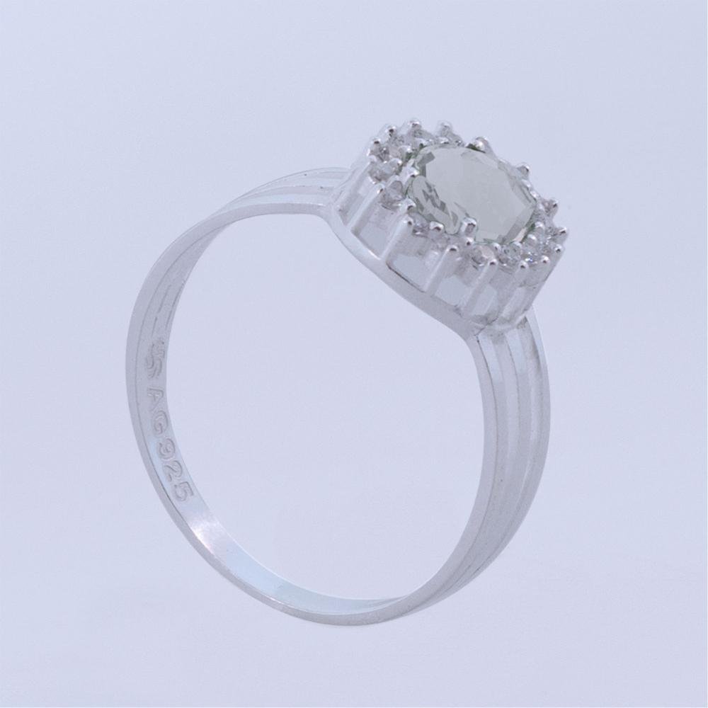 Anel de Prata Coleção Queens Cristal 5x7 e Zircônias Brancas Prata 1