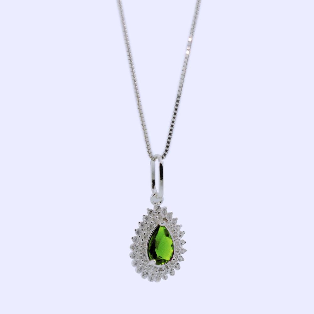 Colar de Prata Coleção Queens Cristal Esmeralda 5x7 e Zircônias Brancas 45cm Prata 1