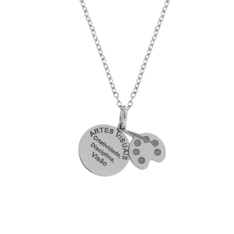 Colar de Aço da profissão Artes Visuais 50cm Prata 2