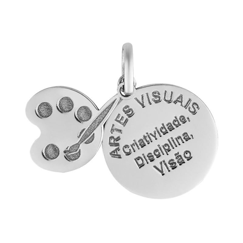 Colar de Aço da profissão Artes Visuais 50cm Prata 3