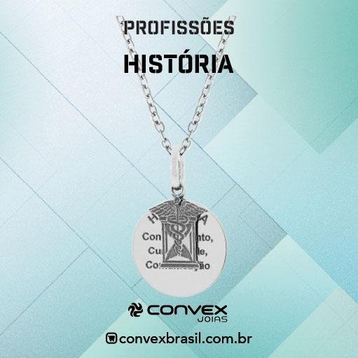 Colar de Aço da Profissão História 50cm Prata 2