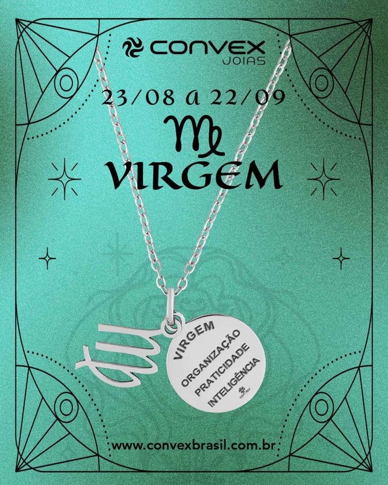 Colar de Aço Signo Virgem 18mm 50cm Prata 2