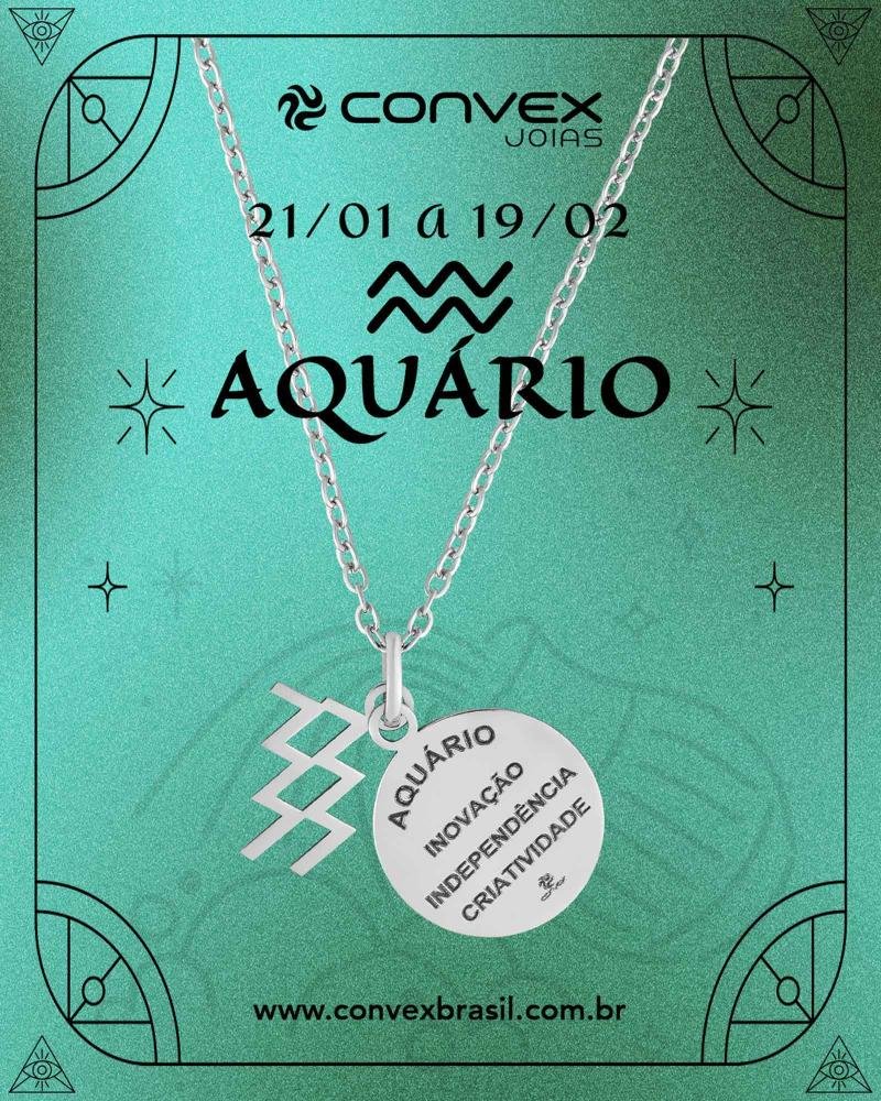 Colar de Aço Signo Aquário 18mm 50cm Prata 2