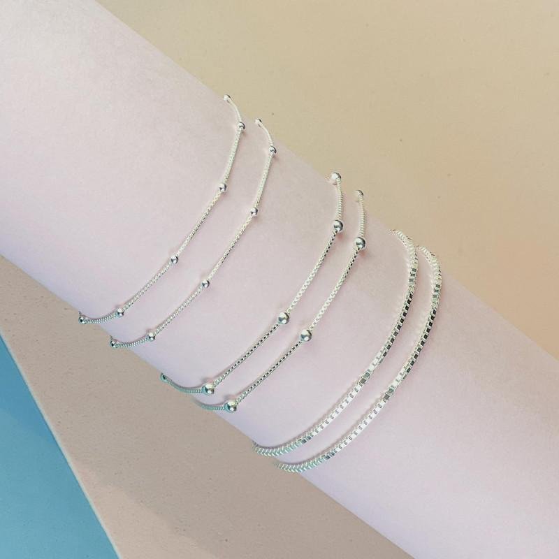 Pulseira de Prata Infantil Bolinha 2.0mm 14cm Prata 3