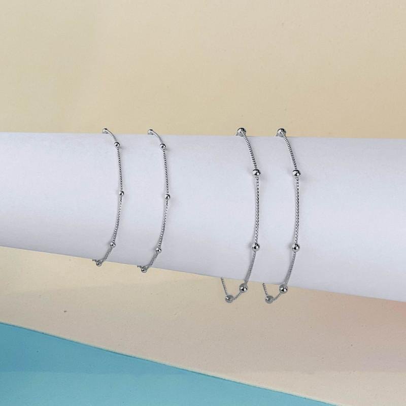 Pulseira de Prata Infantil Bolinha 2.0mm 14cm Prata 4