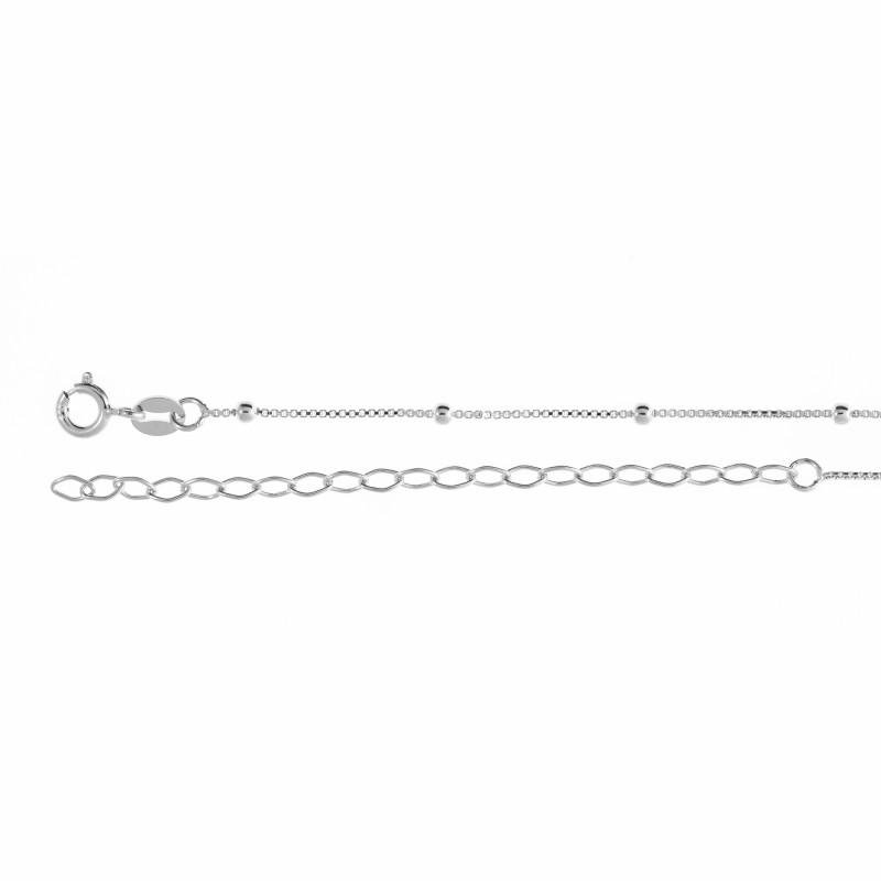 Colar de Prata Bolinha 2.0mm 33cm extensor 40cm Prata 2