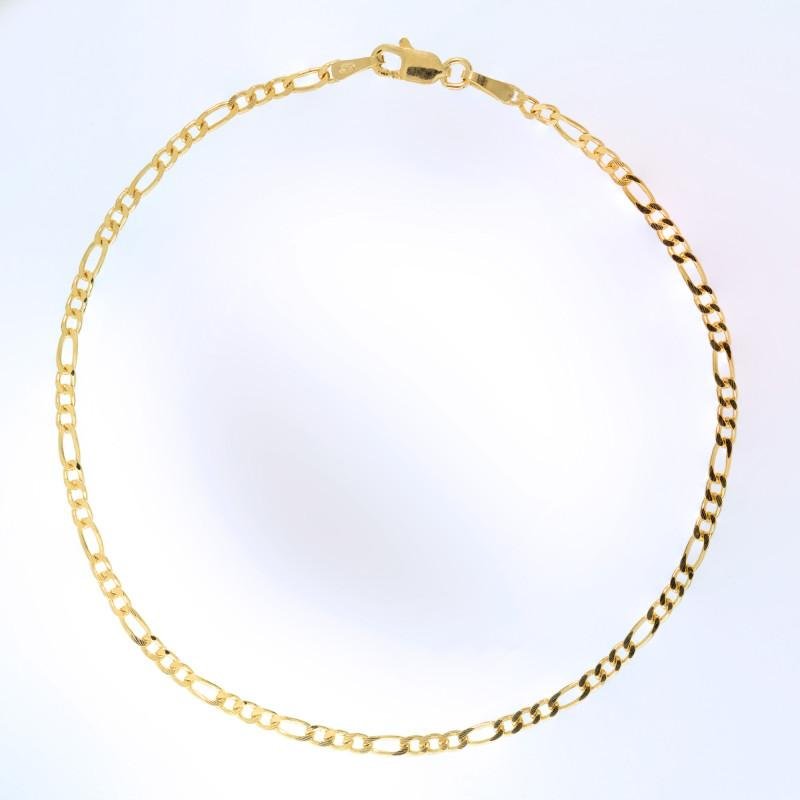 Pulseira de Prata 3x1 Facetada Revestida em Ouro 18K 2,2mm 21cm