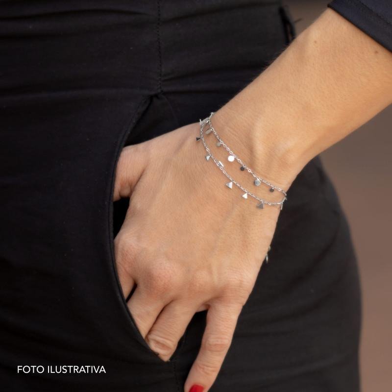 Pulseira de Aço Sintonia 17cm com extensor de 5cm Prata 3