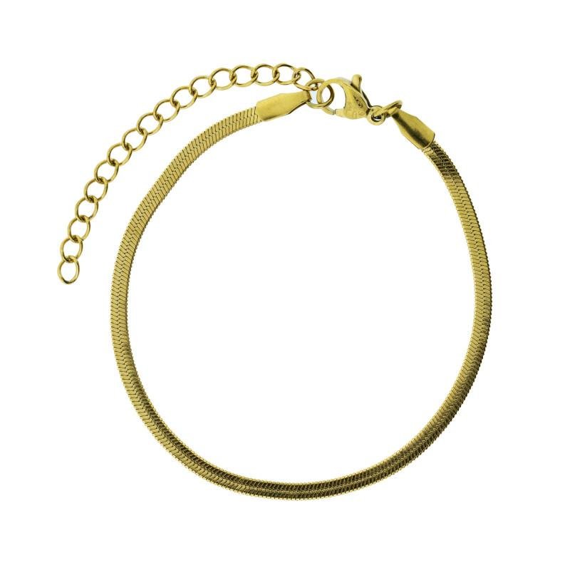 Pulseira de Aço Rabo de Rato Laminado IPG 2.65mm 16cm Dourado 2