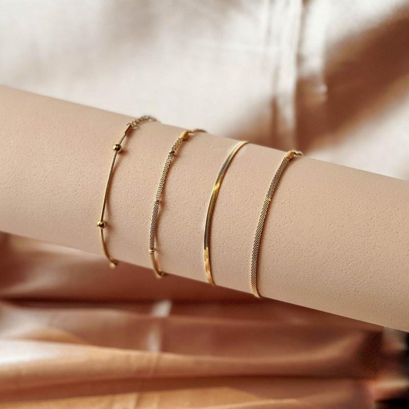 Pulseira de Aço Rabo de Rato Laminado IPG 2.65mm 16cm Dourado 3